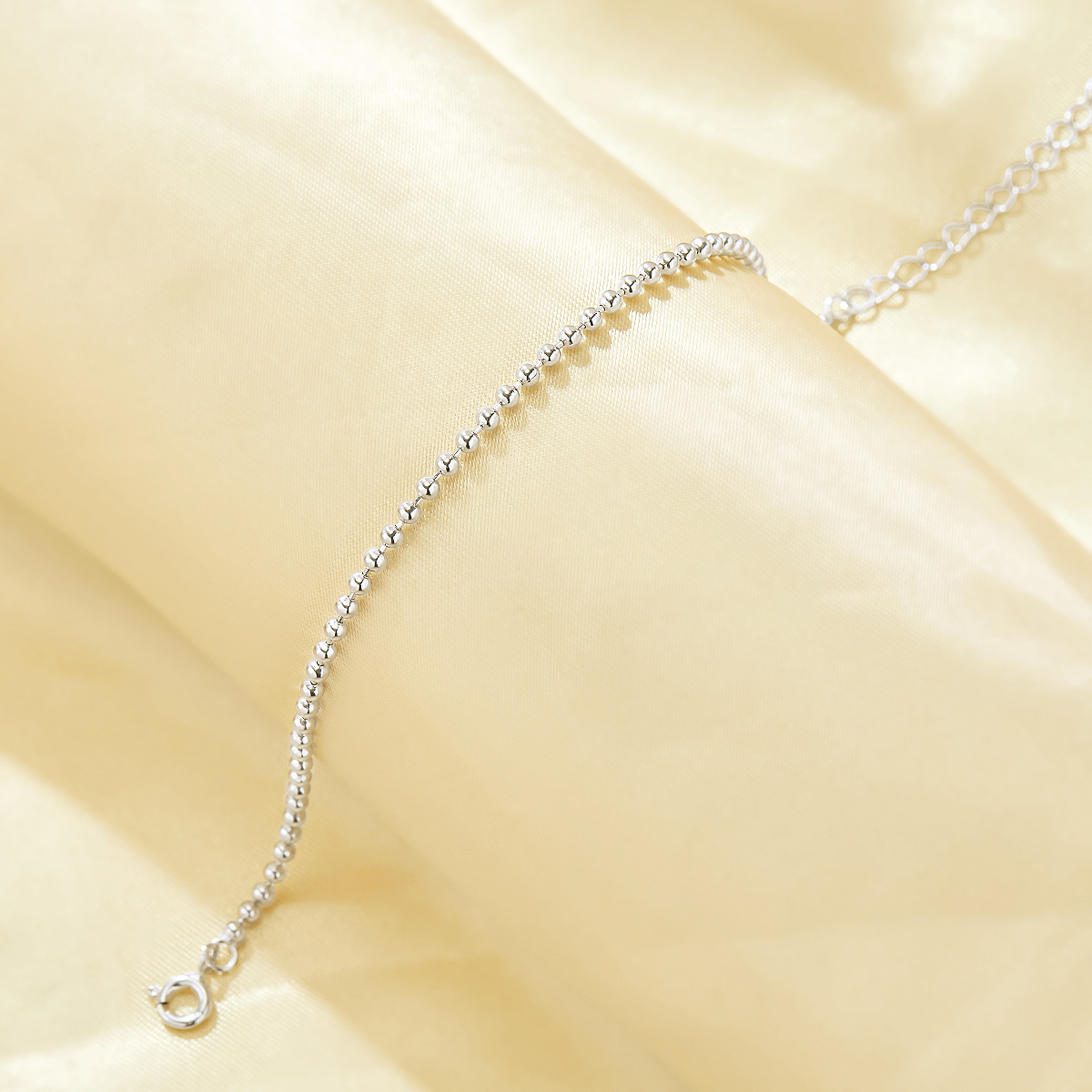 2MM Thick Minimalist Round Bead Chain Bracelet,Solid 925 Sterling Silver Bracelet,Simple Bead Chain Bracelet 6.4''+1.6'' 6410047 - Click Image to Close